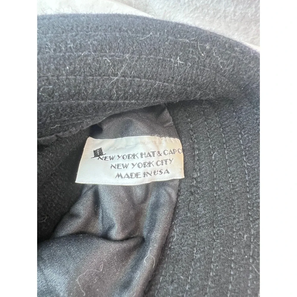 New York Hat & Cap Co Black Wool Felt Bucket Hat Made in USA Women Vintage Style